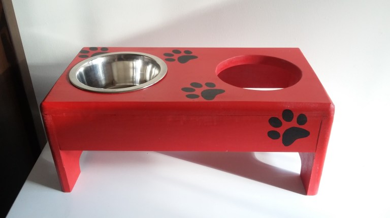 dog feeder red
